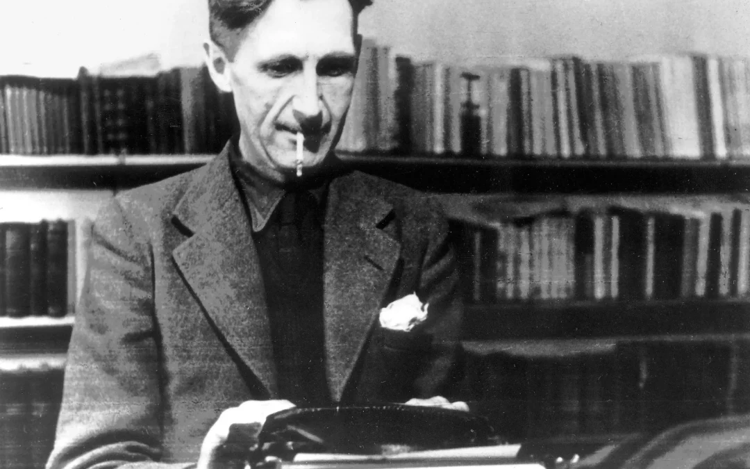 George Orwell at typewriter - Orwell Day
